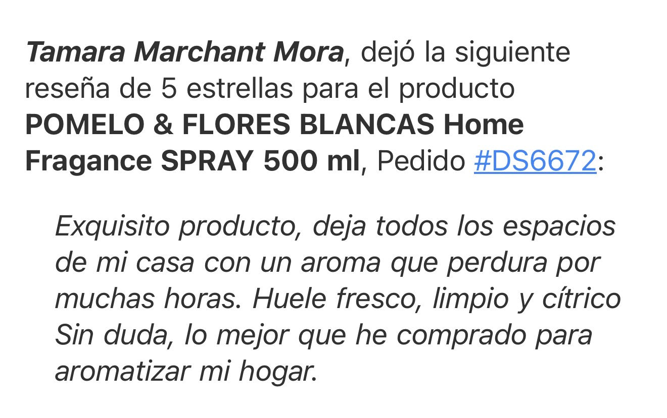 POMELO &amp; FLORES BLANCAS  Home Fragance SPRAY 500 ml