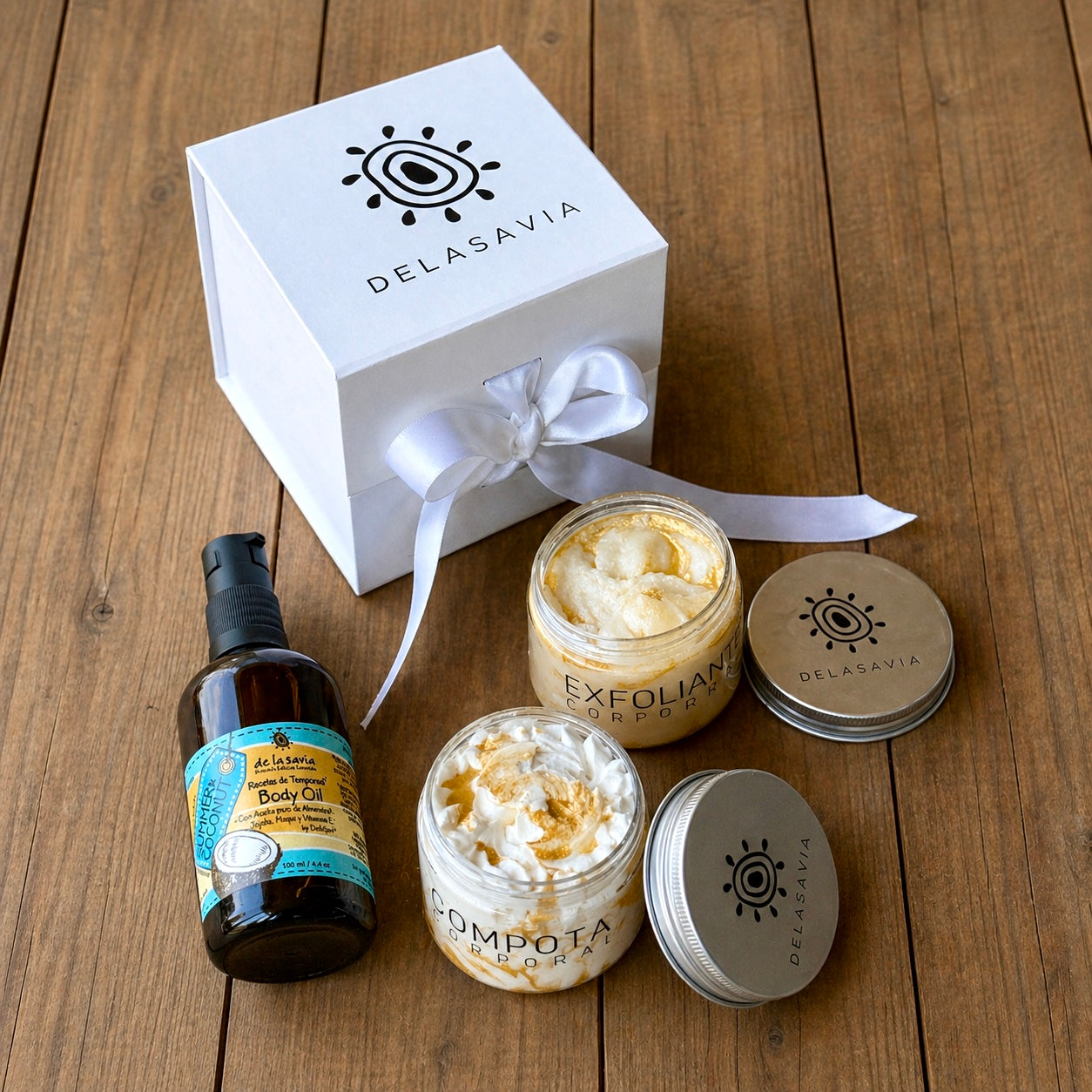 Pack Piel Perfecta: Exfoliante + Compota + Body Oil (coco vainilla)
