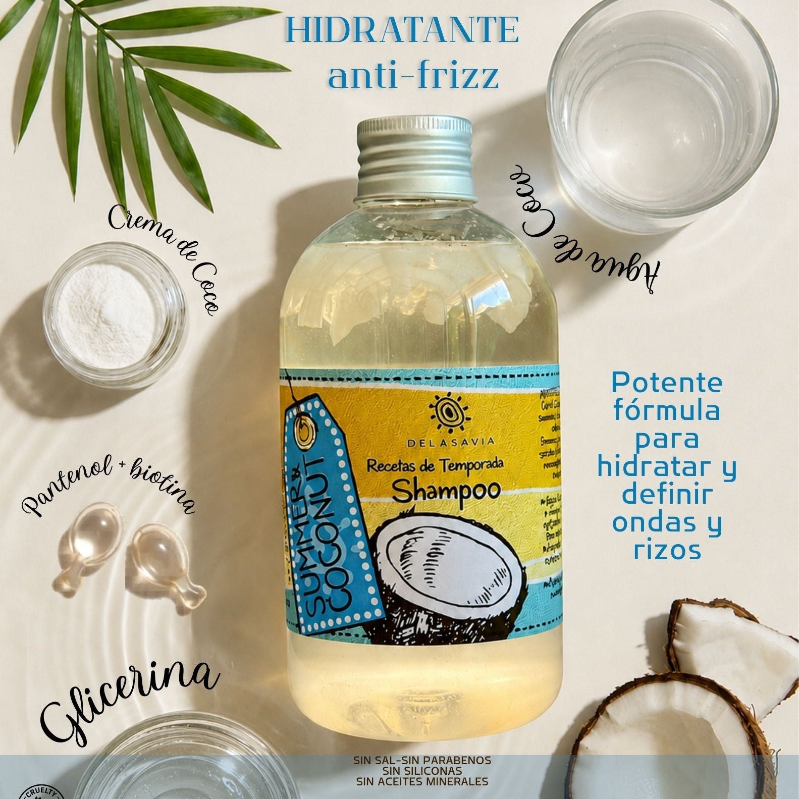 Shampoo Summer&amp;Coconut cabellos crespos o frizz
