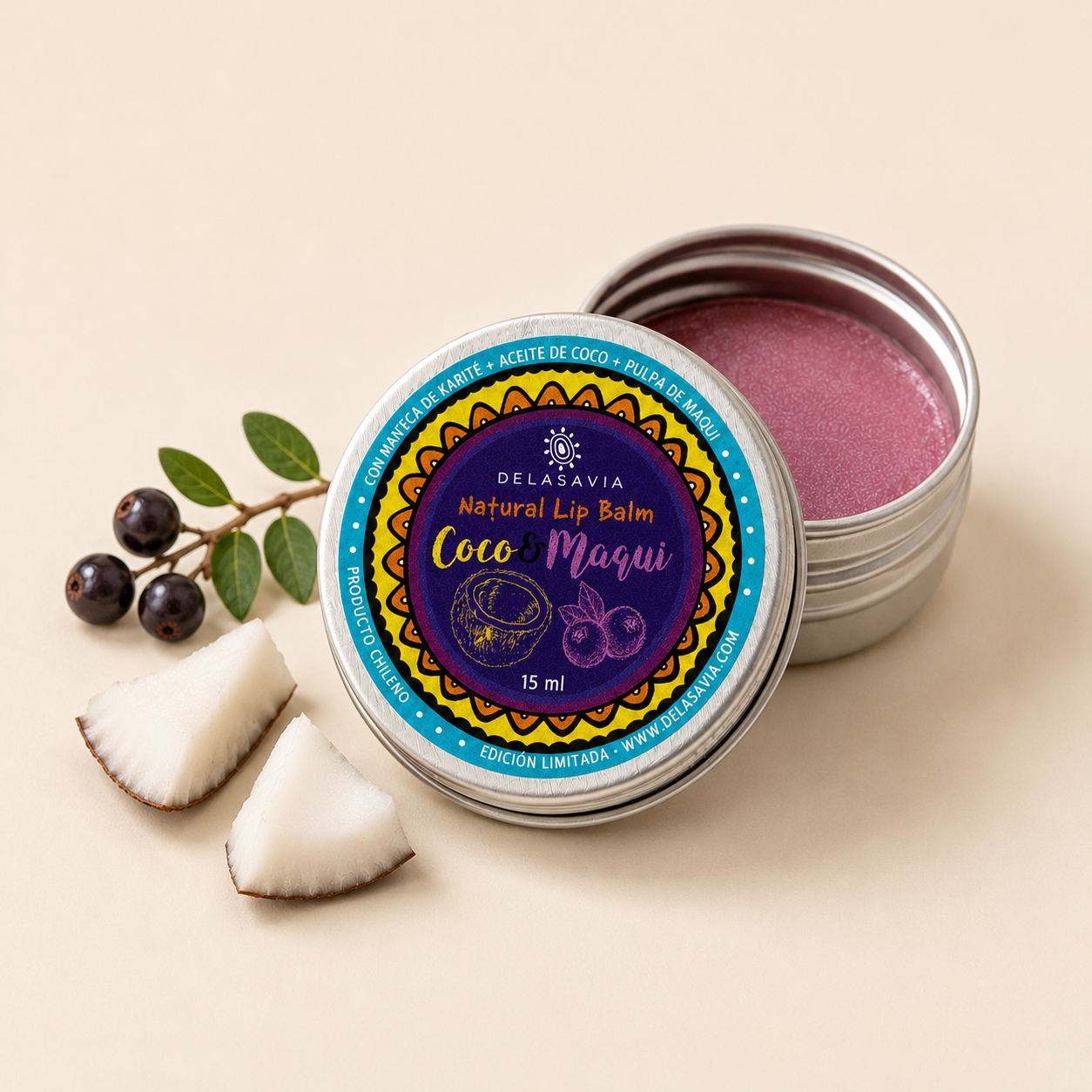 Labial Maqui &amp; Coco Hidratante y con suave color a maqui