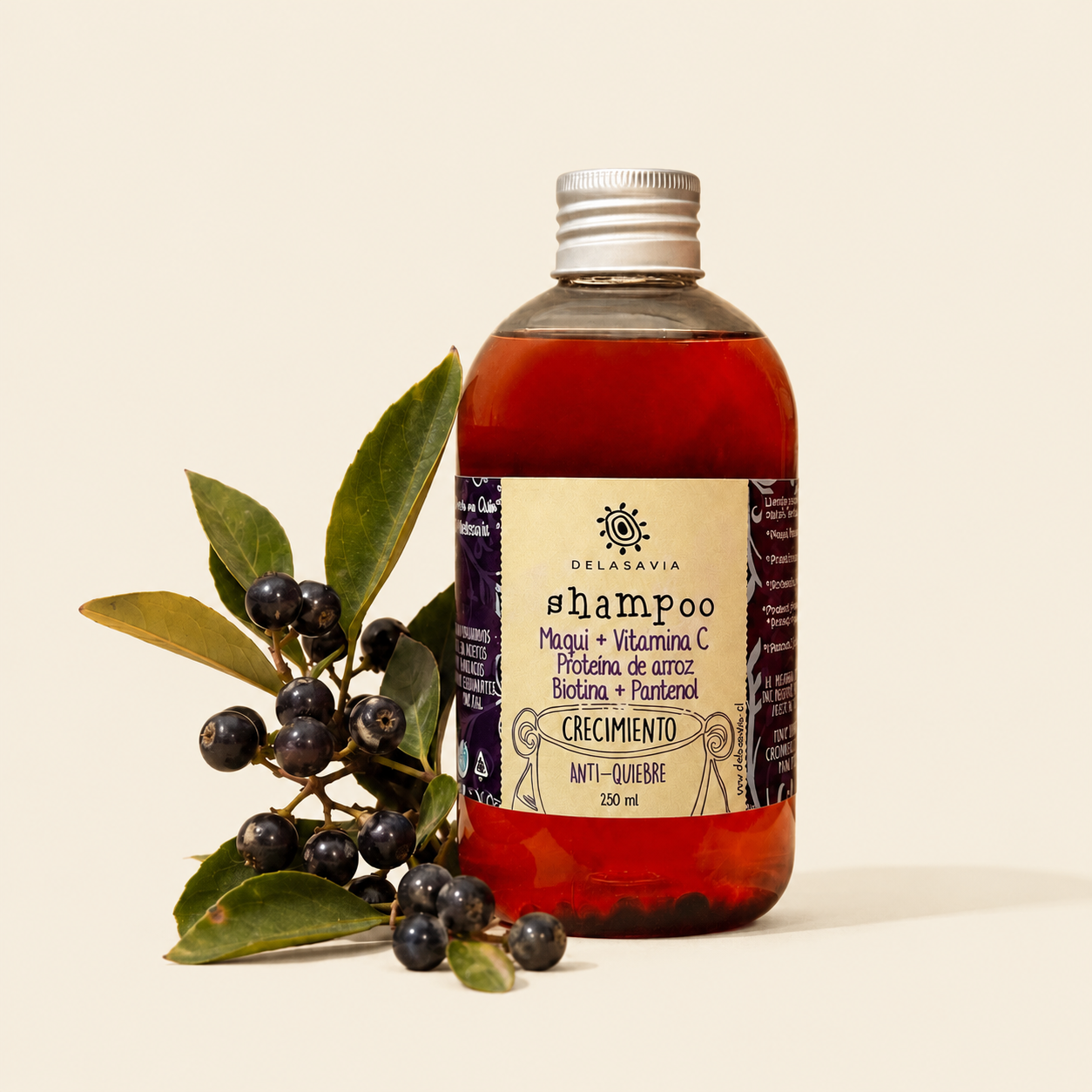 PACK CRECIMIENTO, ANTIQUIEBRE Y VITAMINA C: shampoo+ bálsamo maqui + peine antiquiebre de REGALO