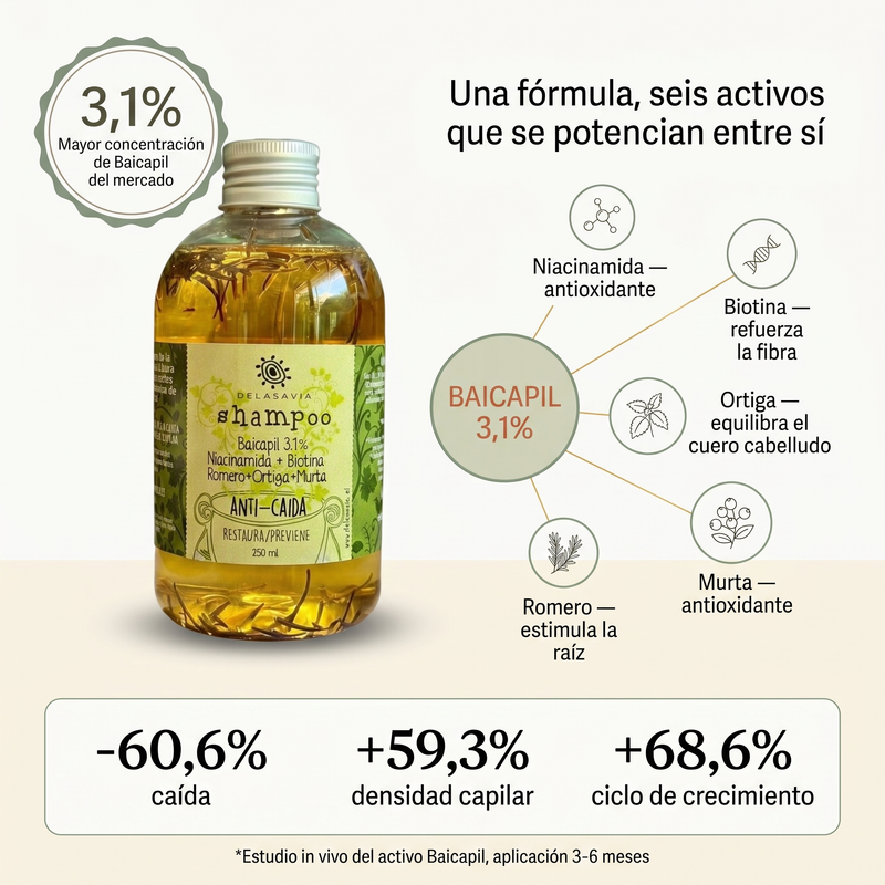 TRATAMIENTO ANTI-CAÍDA 2: 2 shampoo Romero Baicapil + Peine activador