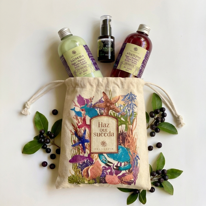 PACK CRECIMIENTO Y VITAMINA C: Shampoo+ bálsamo maqui + serum argán + bolsa GRATIS
