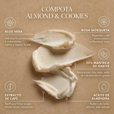 Compota corporal Almond cookie. REAFIRMANTE Y NUTRICIÓN 72 HRS