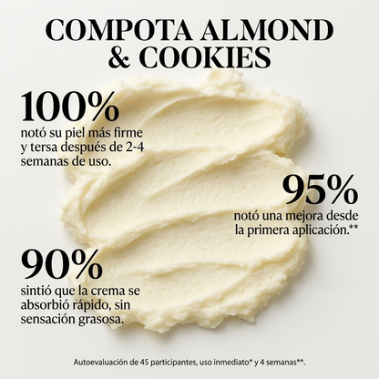 Compota corporal Almond cookie. REAFIRMANTE Y NUTRICIÓN 72 HRS